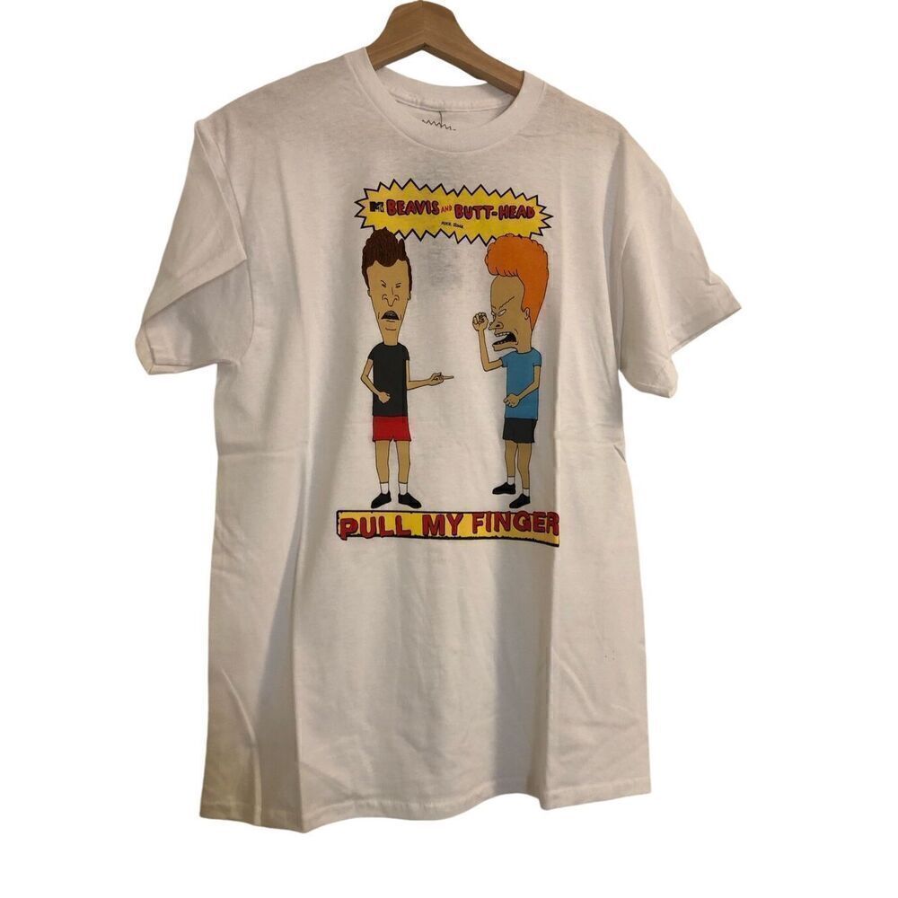 Beavis and Butt-Head MTV 90's Short Sleeve Tshirt White Sz Medium Men